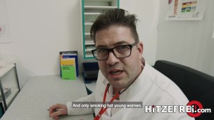HITZEFREI Fake doctor fucks a petite brunette patient
