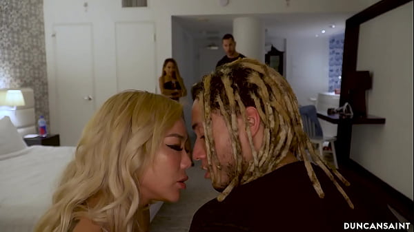 Asian whores get fucked in group foursome