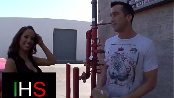 Gorgeous brunette girl with beautiful tits fucks with a male with a huge cock